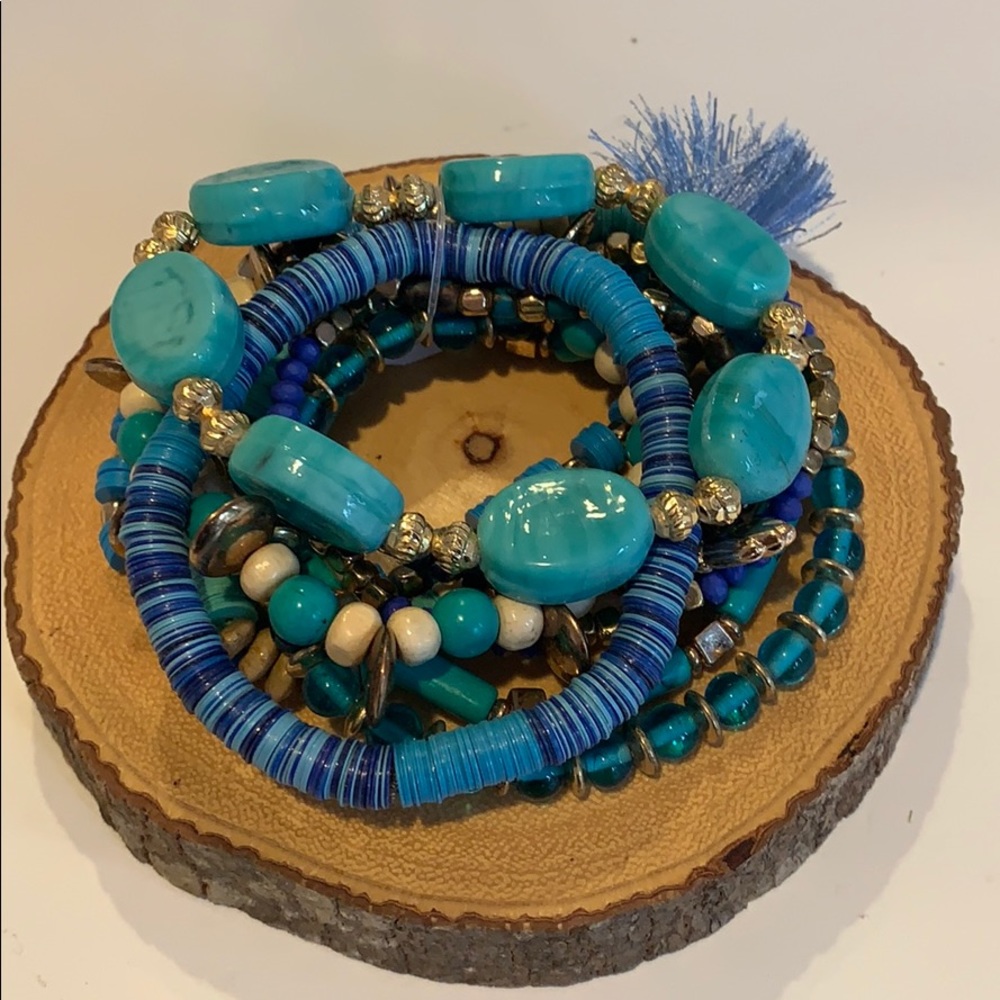 9 Piece Bohemian Stretch Bead Bracelet Set - Picture 5 of 6